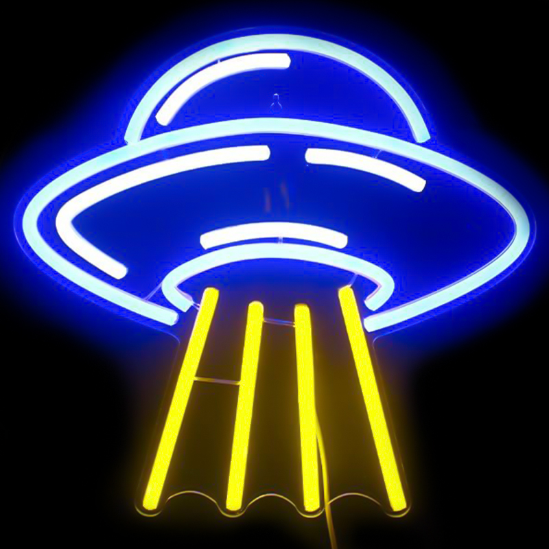 Неоновая настенная лампа UFO Neon Wall Lamp Желтый Синий в Санкт-петербурге | Loft Concept 