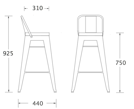 Барный стул Tolix Bar Stool 75 Backed в Санкт-петербурге