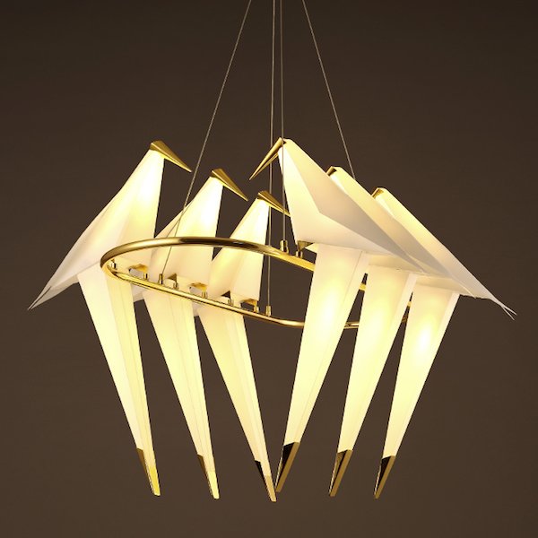 Люстра Origami Bird Chandelier 6 Бежево-серый Золотой в Санкт-петербурге | Loft Concept 