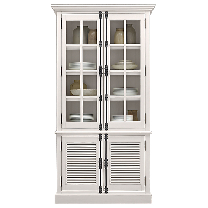 RH Shutter Double-Door Sideboard & Glass Hutch Буфет с реечными дверями светлый дуб Светлый дуб в Санкт-петербурге | Loft Concept 