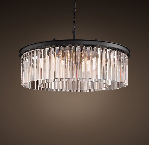 Люстра RH Rhys Clear Glass Prism Round Chandelier 70 Черный в Санкт-петербурге | Loft Concept 