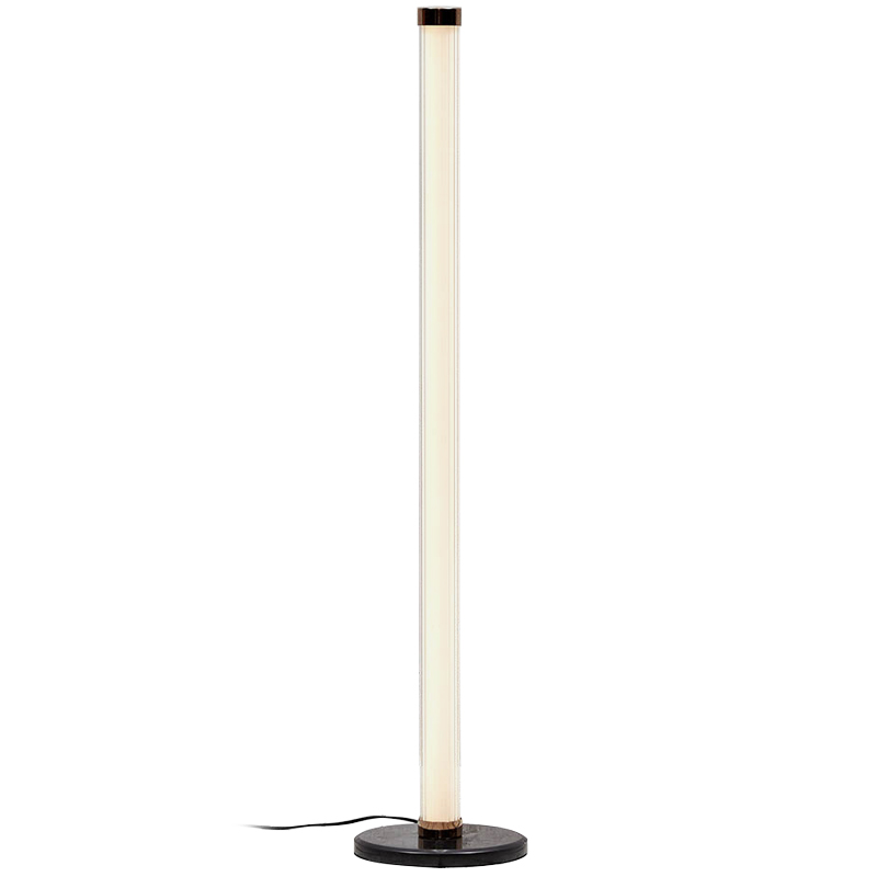 Дизайнерский торшер CANVAS GLASS TUBE FLOOR LAMP Медь Кремовый Черный Прозрачное Стекло в Санкт-петербурге | Loft Concept 