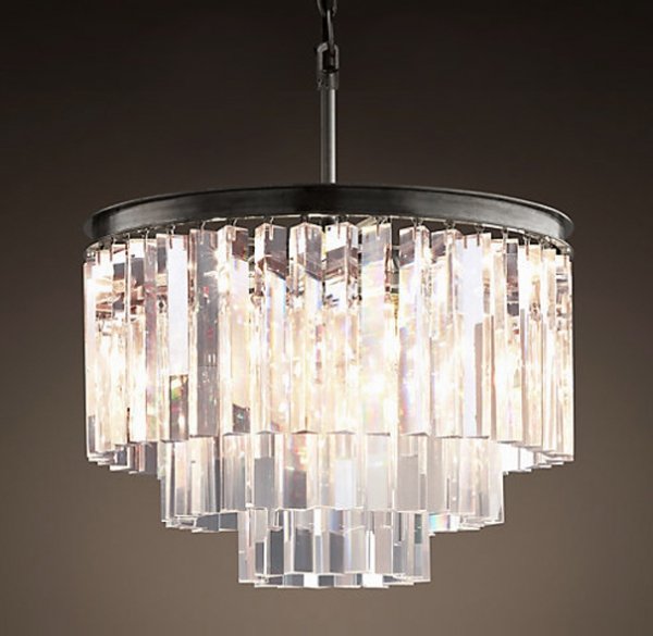 Люстра RH 1920s Odeon Clear Glass Fringe Chandelier - 3 rings Черный в Санкт-петербурге | Loft Concept 