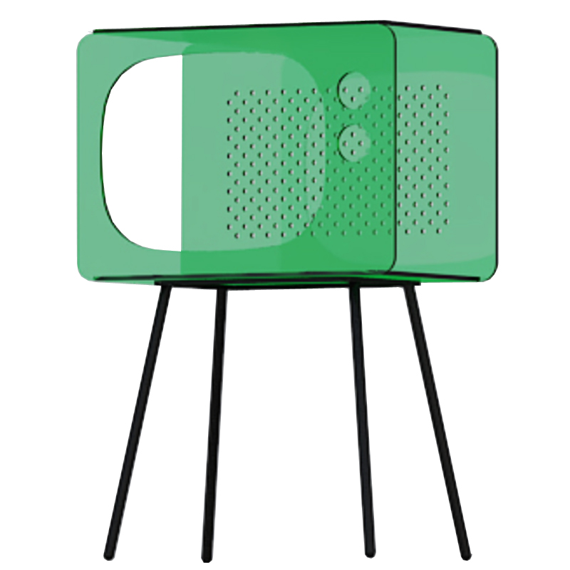 Зеленая тумбочка в виде телевизора из акрила Green Acrylic Television Nightstand Зеленый Черный в Санкт-петербурге | Loft Concept 