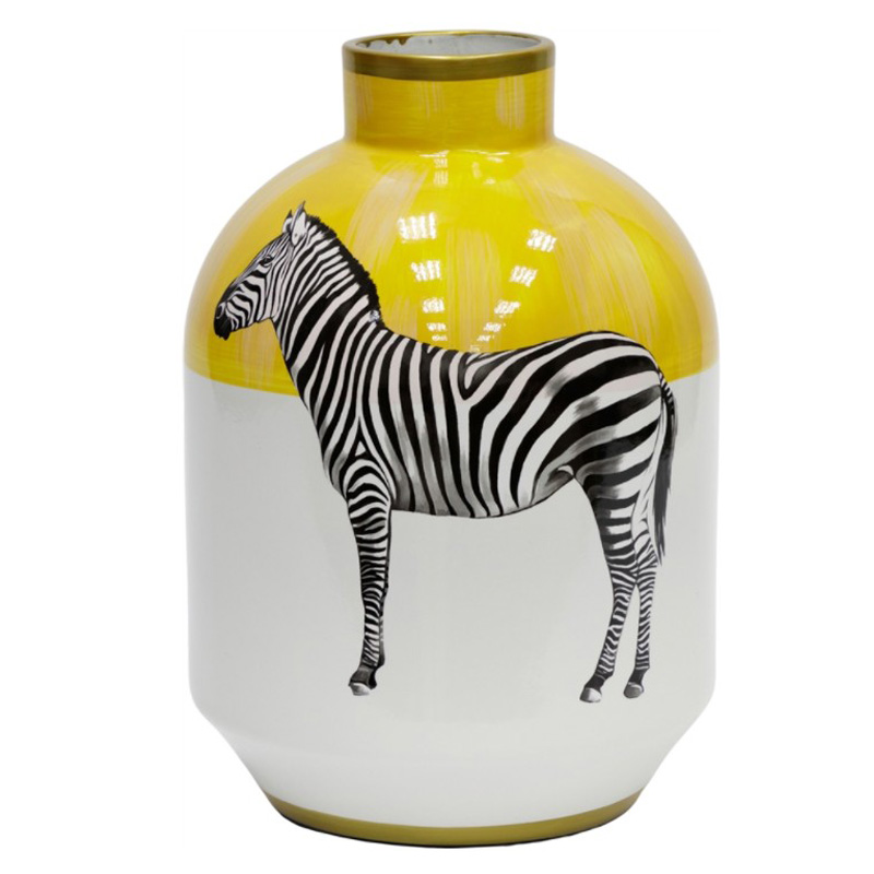 Ваза Zebra Vase white and yellow Белый Желтый Черный Золотой в Санкт-петербурге | Loft Concept 