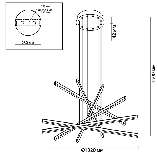 Люстра Rolf Six Black Lines Chandelier в Санкт-петербурге