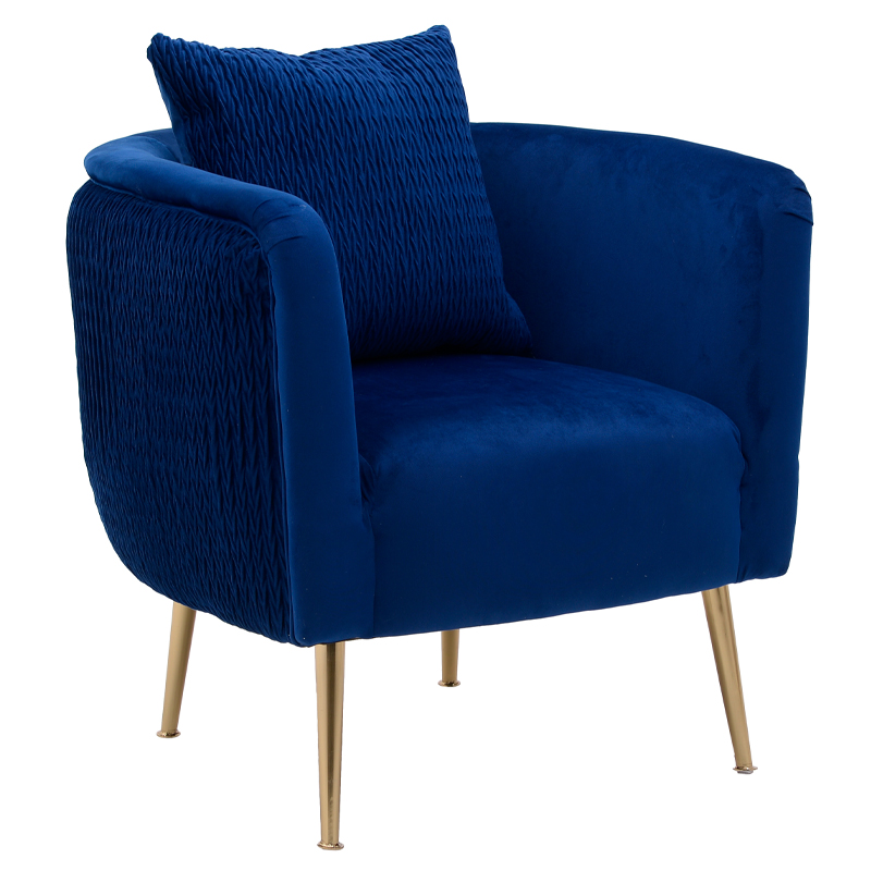 Кресло Yvette Armchair Blue Синий Глянцевое золото в Санкт-петербурге | Loft Concept 