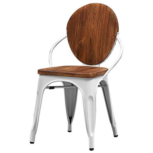 Стул Tolix chair Wooden White Дуб темный Белый в Санкт-петербурге | Loft Concept 