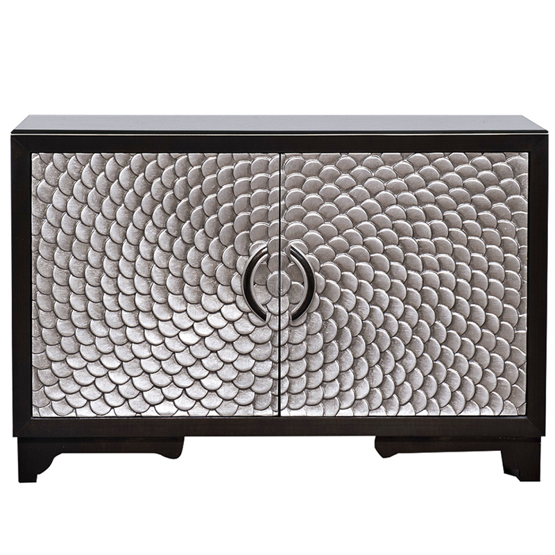 Комод с рельефным орнаментом Рыбья чешуя Fish scales Chest of drawers Черный Серебряный в Санкт-петербурге | Loft Concept 