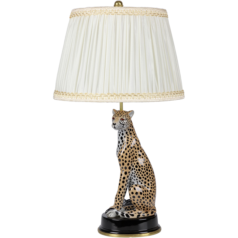 Настольная лампа с абажуром Leopard Table Lamp Кремовый Коричневый Черный в Санкт-петербурге | Loft Concept 