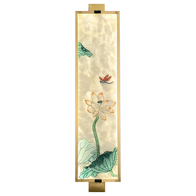 Настенный светильник Lotus Flower and Dragonfly Oriental Scenes Wall Lamp Золотой Бежевый Мульти в Санкт-петербурге | Loft Concept 