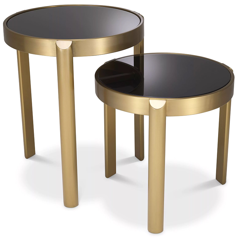 Комплект из двух приставных столиков Eichholtz Side Table Buena set of 2 Латунь Черный в Санкт-петербурге | Loft Concept 