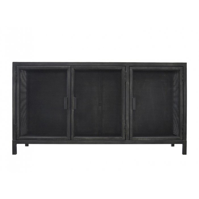 Буфет с 3-мя дверцами из металлической сетки Industrial Loft Dark Metal 3 Door Beto Cabinet Черный в Санкт-петербурге | Loft Concept 