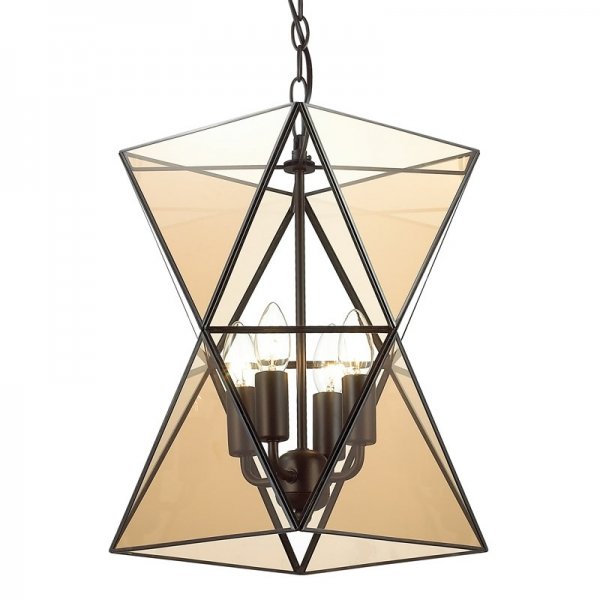 Люстра PolyPyramid Glass Pendant 4 Cognac Прозрачный в Санкт-петербурге | Loft Concept 