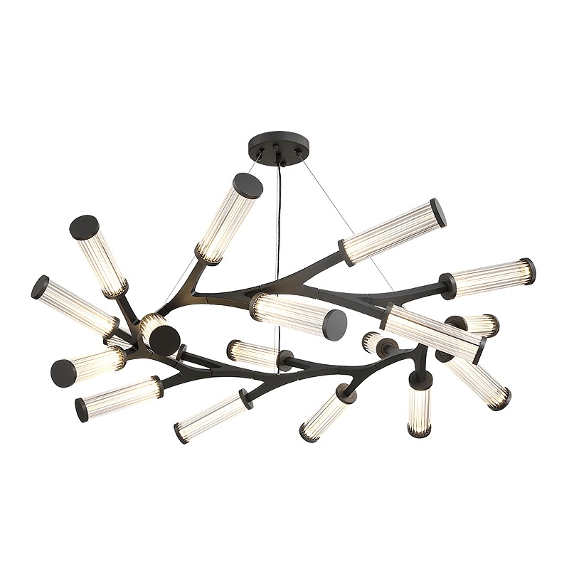 Люстра Cylinder Branches Chandelier Ring Black Черный Прозрачный в Санкт-петербурге | Loft Concept 