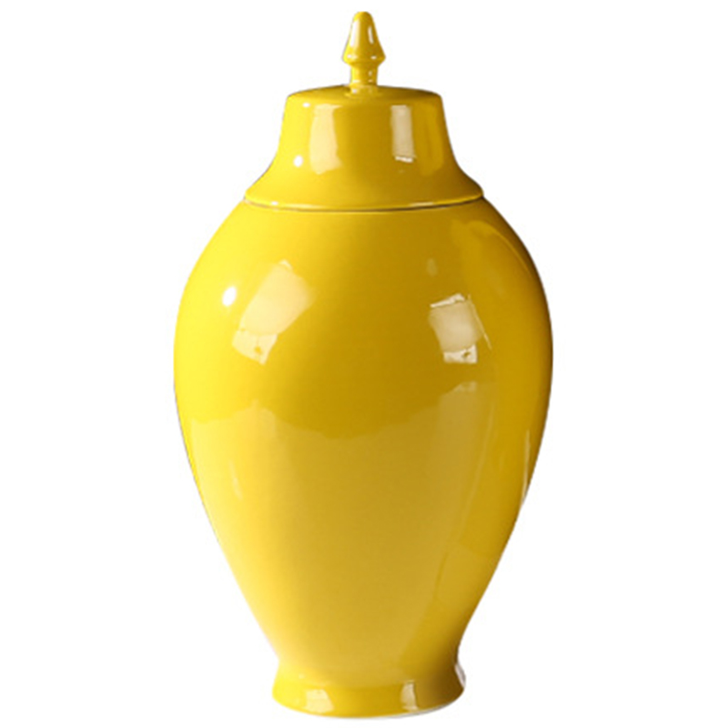 Ваза с крышкой Ceramic Yellow Vase Желтый в Санкт-петербурге | Loft Concept 