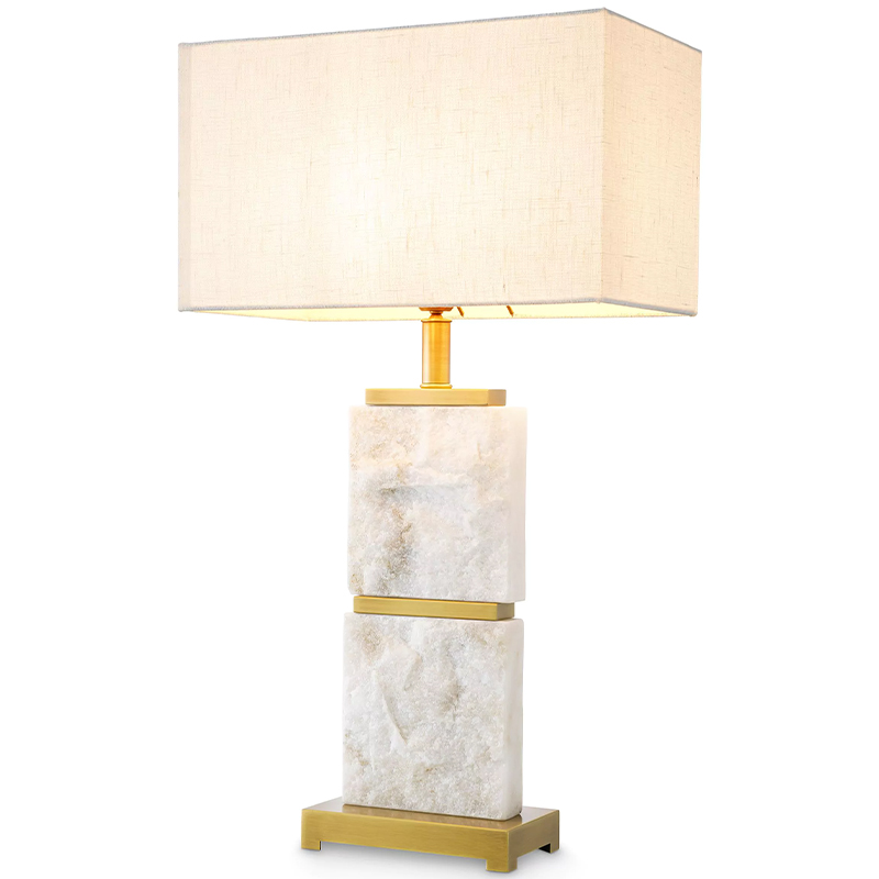 Настольная лампа Eichholtz Table Lamp Newton L Marble Кремовый Латунь Белый Мрамор Bianco в Санкт-петербурге | Loft Concept 