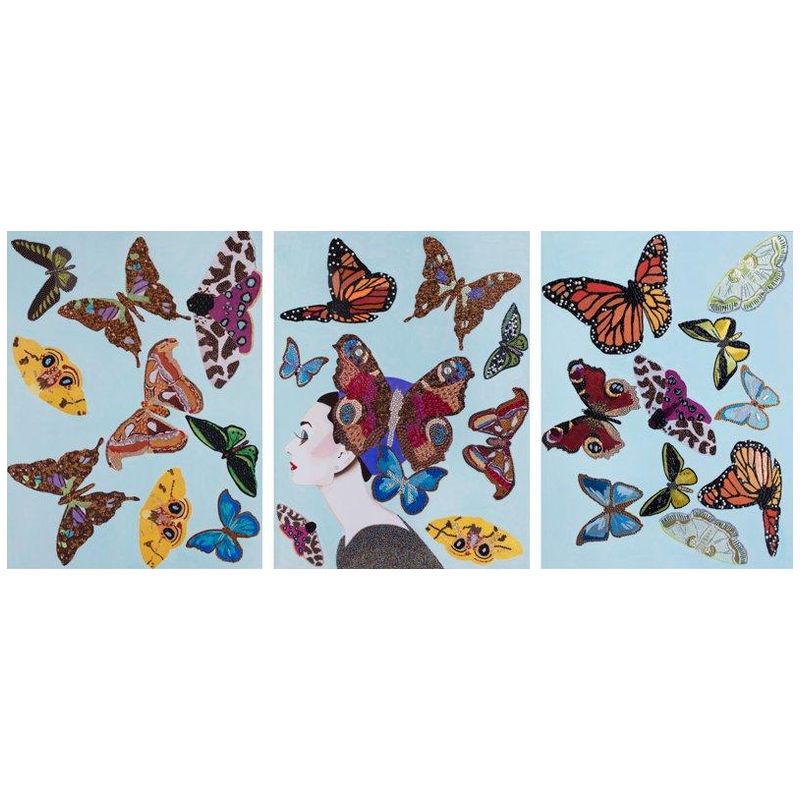 Картина Audrey with Swarming Butterflies Triptych Мульти в Санкт-петербурге | Loft Concept 