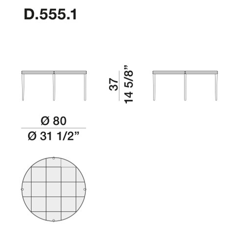 Дизайнерский круглый кофейный стол со стеклянной столешницей Gio Ponti D.555.1 Coffee Table в Санкт-петербурге