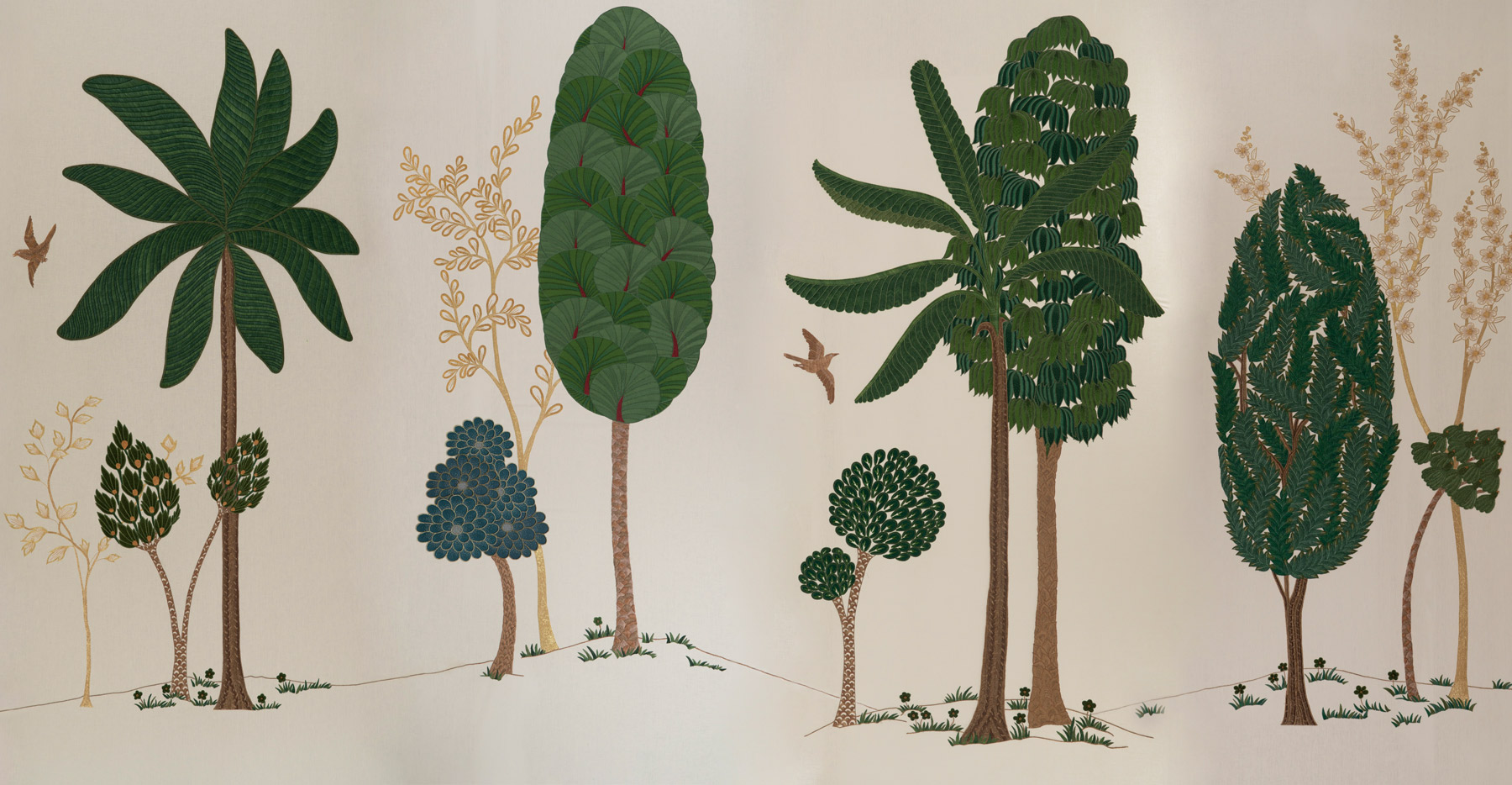 Обои ручная роспись Mughal Trees Original colourway on linen - постер Loft-Concept в Санкт-петербурге