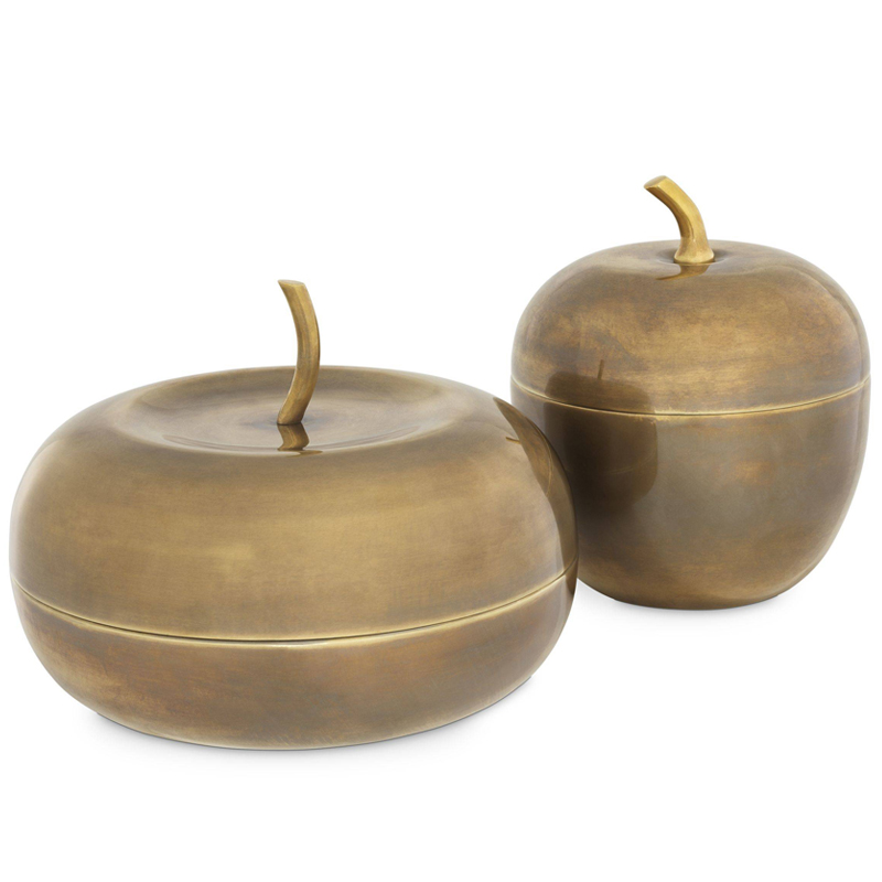 Комплект шкатулок Eichholtz Box Apple Set of 2 brass Винтажная латунь в Санкт-петербурге | Loft Concept 