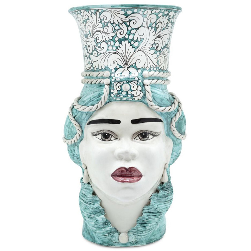 Ваза Vase Moro Lady Giant Ornate Malachite Бирюзовый Белый в Санкт-петербурге | Loft Concept 