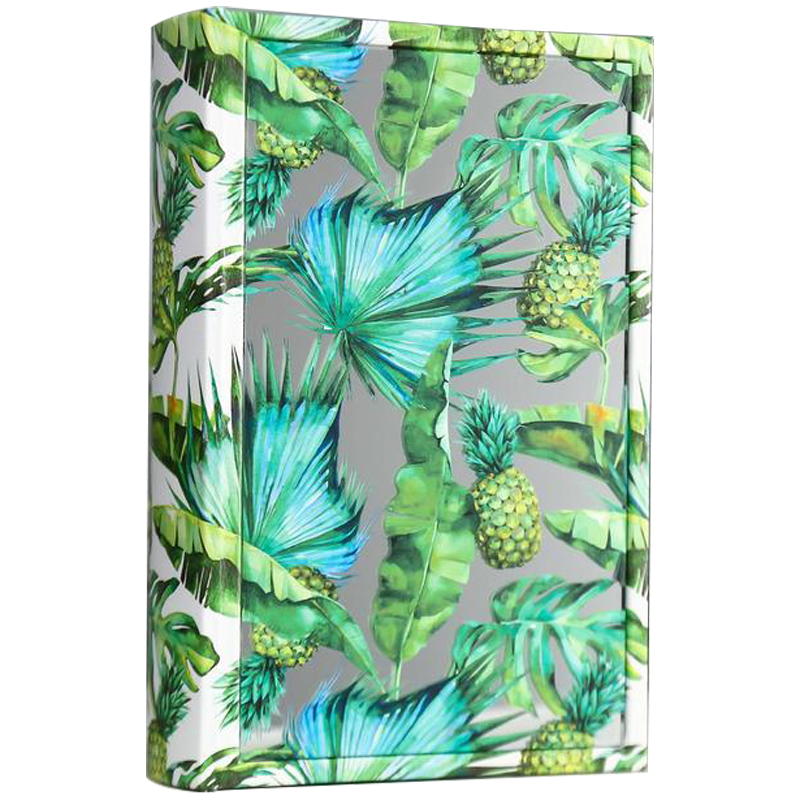 Шкатулка-книга Pineapples and Leaves Mirror Book Box Зеленый Белый Зеркало в Санкт-петербурге | Loft Concept 