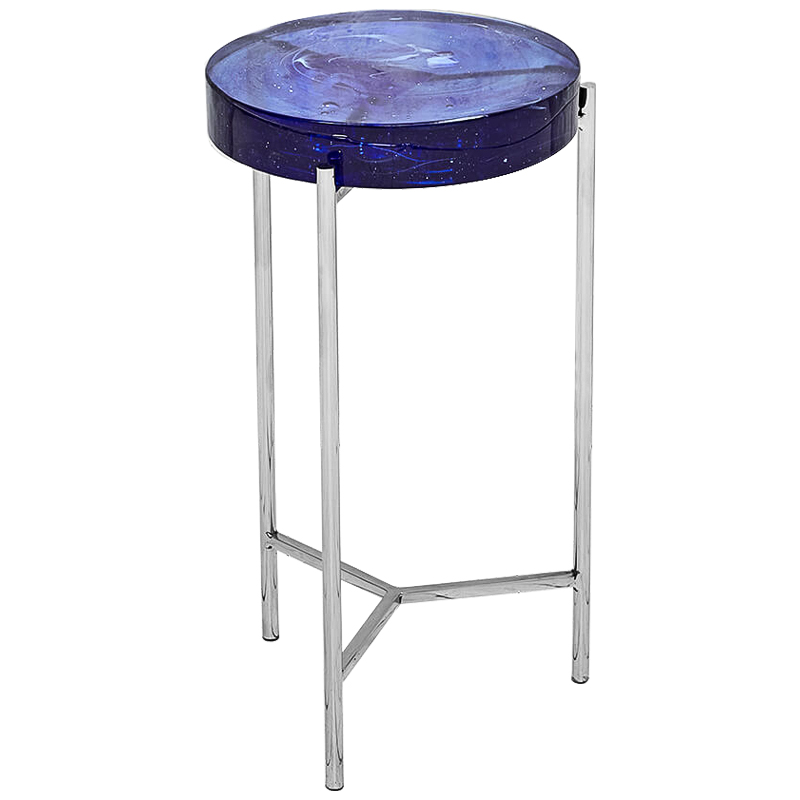 Приставной стол Blue Lollipop Side Table Синий Никель в Санкт-петербурге | Loft Concept 