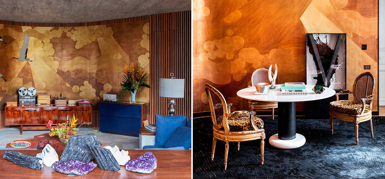 Обои ручная роспись Namban Polished Copper on Deep Rich Gold gilded paper - фото №2