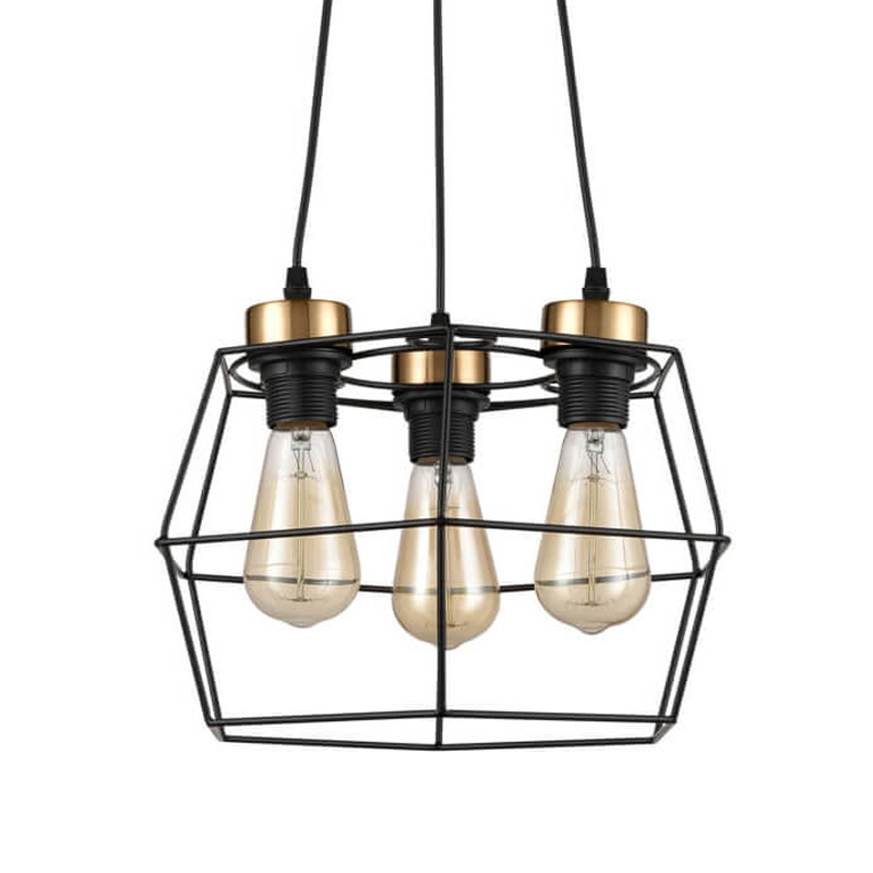 Люстра Loft Wire Cage Black lamp 3 Черный в Санкт-петербурге | Loft Concept 