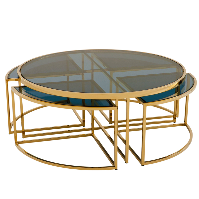 Кофейный стол Eichholtz Coffee Table Padova Gold Золотой Стекло Смок в Санкт-петербурге | Loft Concept 