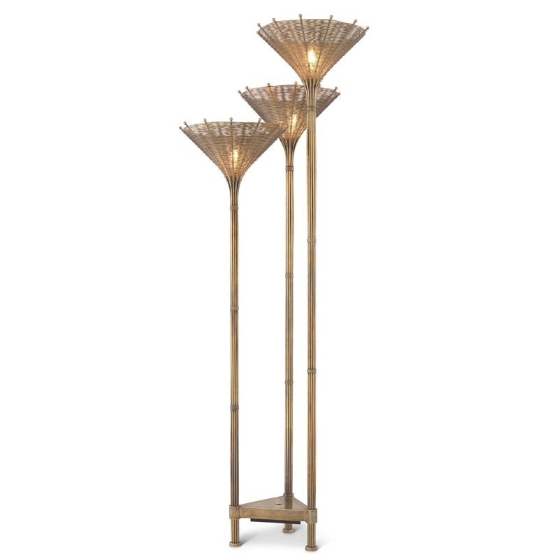 Торшер Eichholtz Floor Lamp Kon Tiki Triple Винтажная латунь в Санкт-петербурге | Loft Concept 