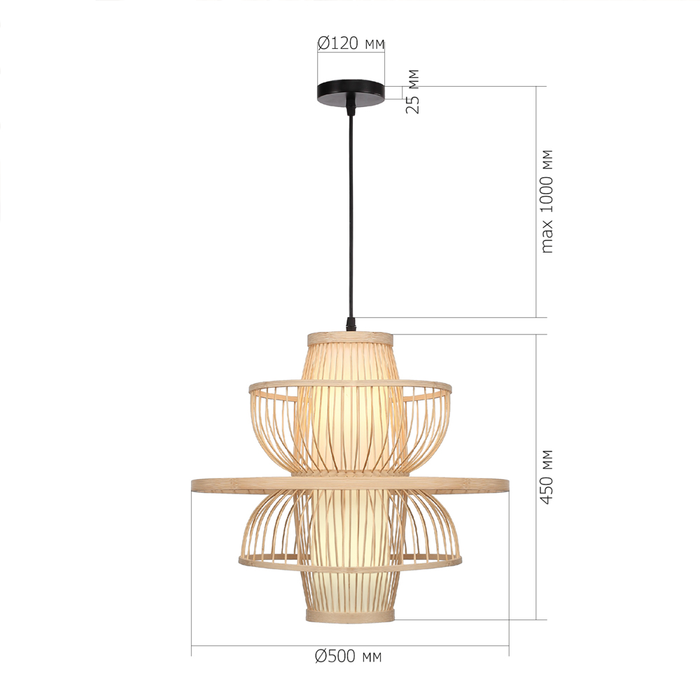 Подвесной светильник фигурный из деревянных прутьев с плафоном из натуральной ткани Light Inside the Cell в Санкт-петербурге