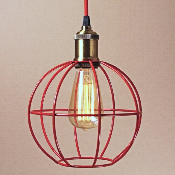 Подвесной светильник Wire Cage Pendant Ball Red Красный в Санкт-петербурге | Loft Concept 