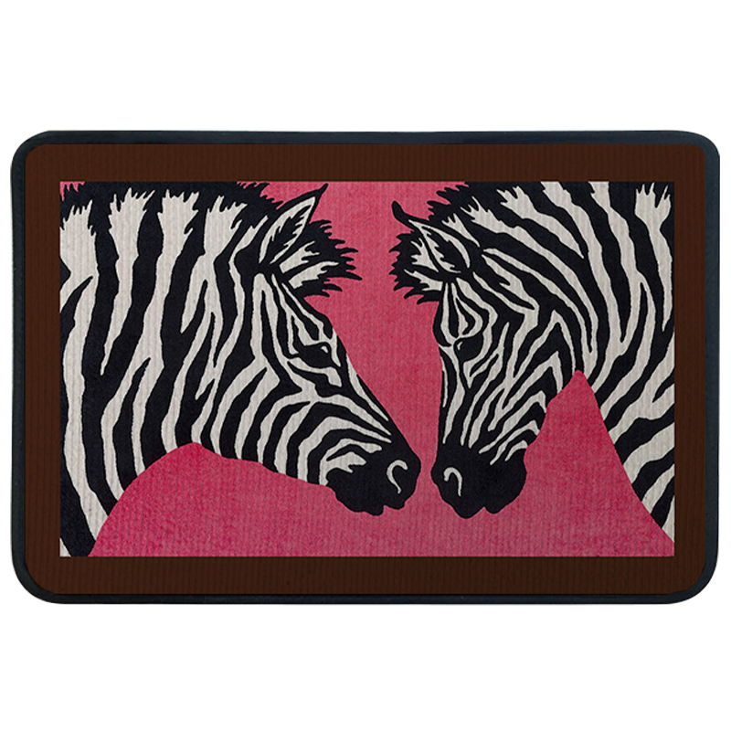 Ковер для прихожей и ванной Hermes Zebra Twins Rug Розовый Черно-белый в Санкт-петербурге | Loft Concept 