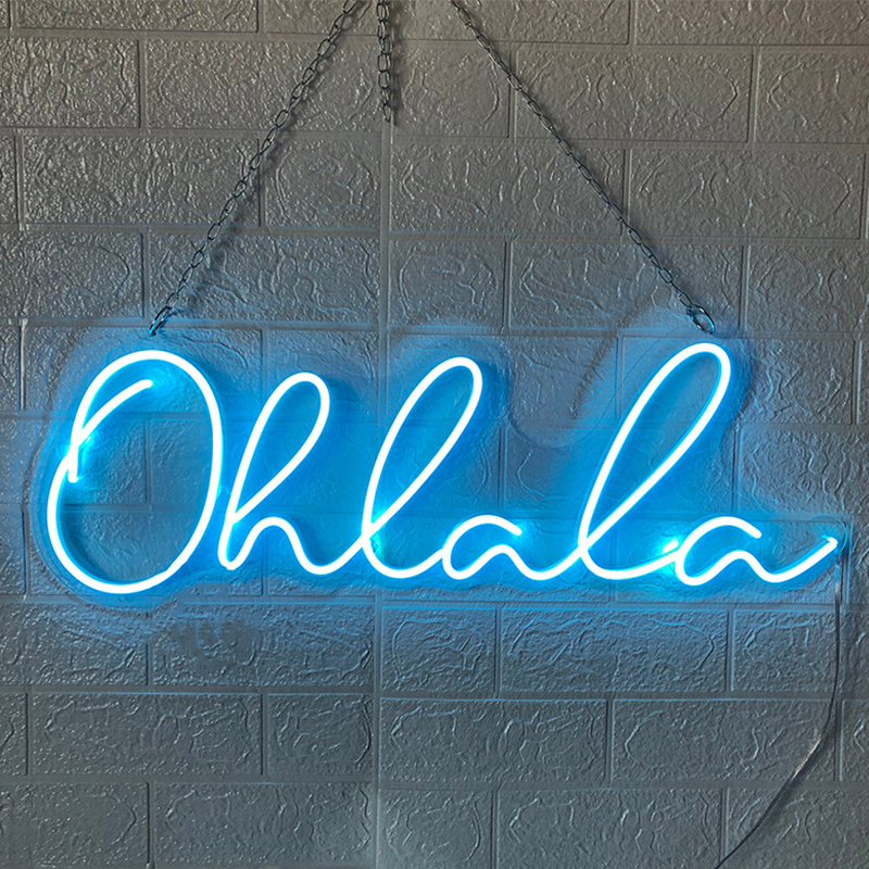 Неоновая настенная лампа Oh La La Neon Wall Lamp Синий Прозрачный Синий в Санкт-петербурге | Loft Concept 