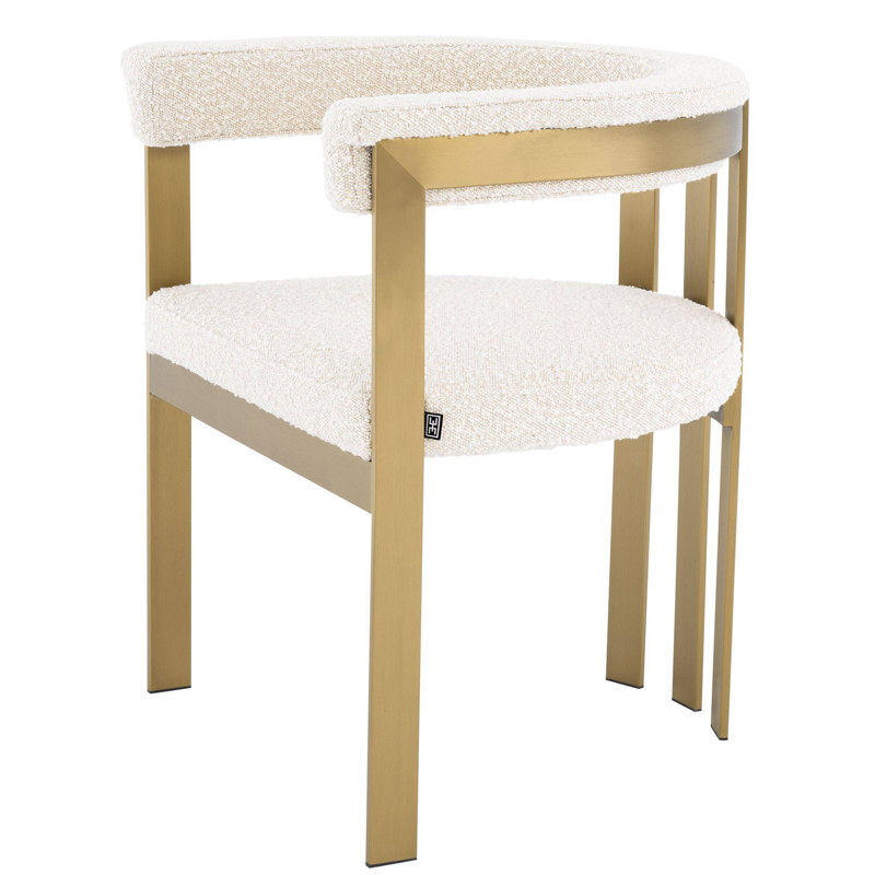 Стул Eichholtz Dining Chair Clubhouse boucle cream Кремовый Латунь в Санкт-петербурге | Loft Concept 