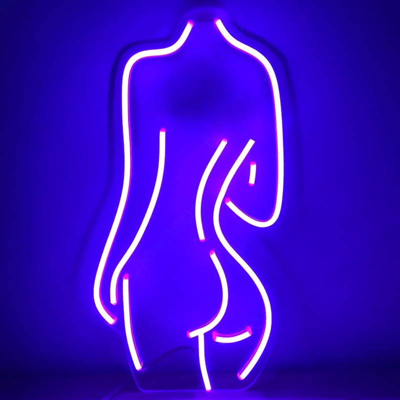 Неоновая настенная лампа Silhouette II Neon Wall Lamp Фиолетовый Прозрачный в Санкт-петербурге | Loft Concept 