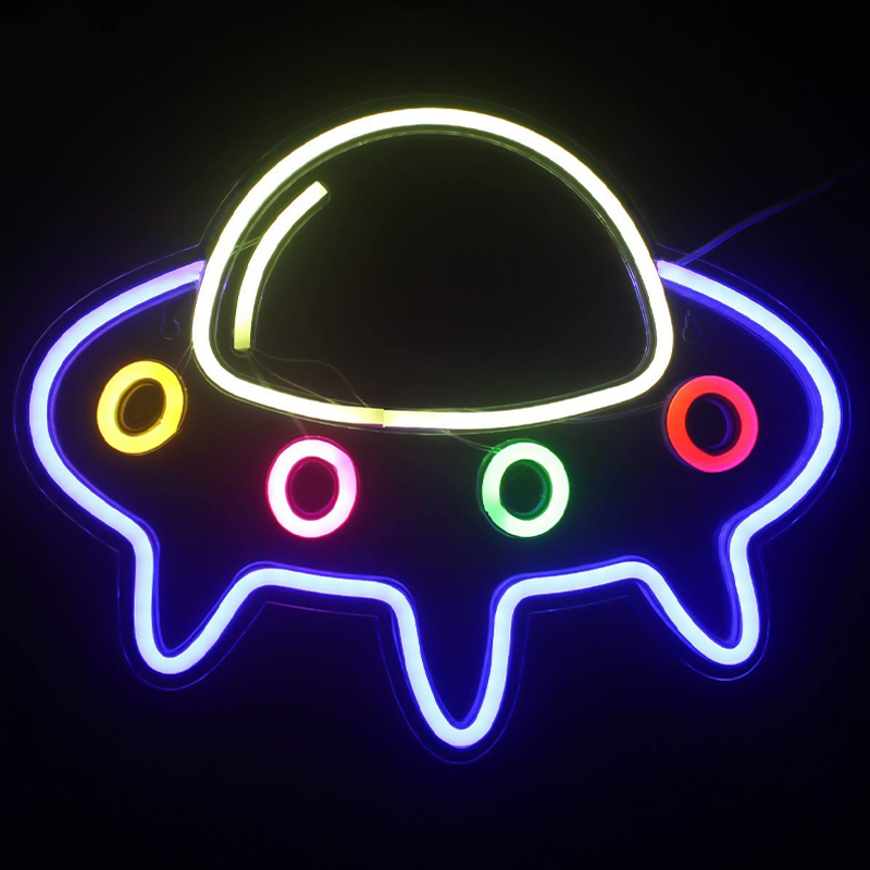 Неоновая настенная лампа Small Spaceship Neon Wall Lamp Мульти в Санкт-петербурге | Loft Concept 