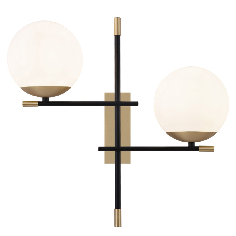 Бра Spike Two Balls Wall Lamp матовое золото Прозрачный белый в Санкт-петербурге | Loft Concept 