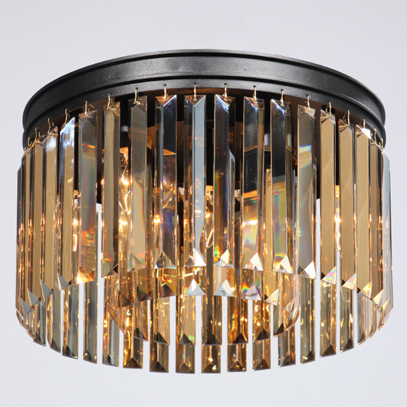 Потолочный светильник ODEON Amber GLASS Prism Round 2-TIER 40 см Черный в Санкт-петербурге | Loft Concept 