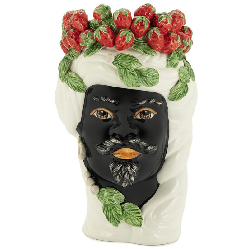 Ваза Vase Strawberries Head Man White Мульти Белый Красный Зеленый Черный в Санкт-петербурге | Loft Concept 