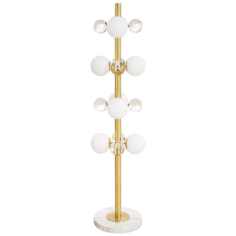 Торшер GLOBO FLOOR LAMP-BRASS Jonathan Adler Золотой Прозрачное Стекло Белый в Санкт-петербурге | Loft Concept 