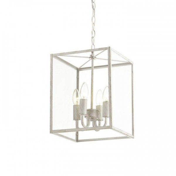 Подвесной светильник Loft Industrial Ortogonal Pendant Cube White 4 Прозрачное Стекло Белый в Санкт-петербурге | Loft Concept 