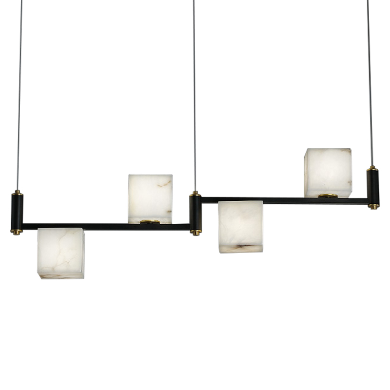 Люстра Marble Cubes Modern Light Chandelier 4 плафона Черный Белый Мрамор Bianco Латунь в Санкт-петербурге | Loft Concept 