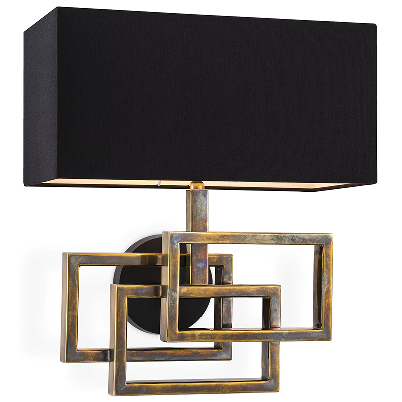 Бра Eichholtz Wall Lamp Windolf Vintage Brass Винтажная латунь Черный в Санкт-петербурге | Loft Concept 