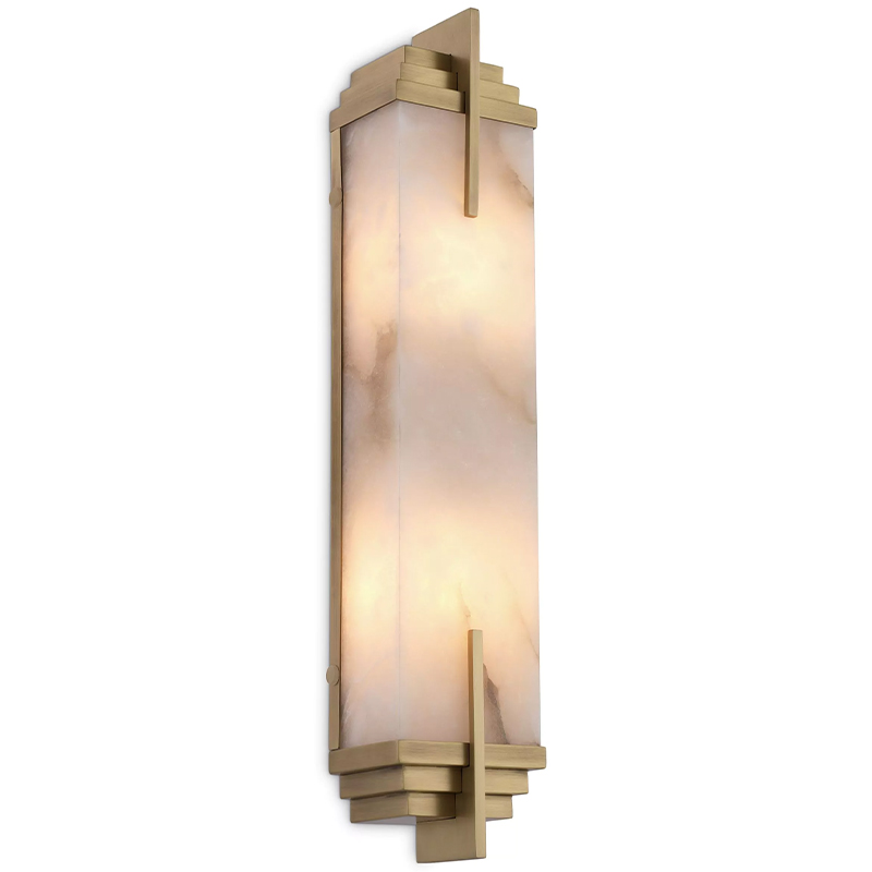 Бра Eichholtz Wall Lamp Harman Brass Латунь Бежевый Белый Мрамор Bianco в Санкт-петербурге | Loft Concept 