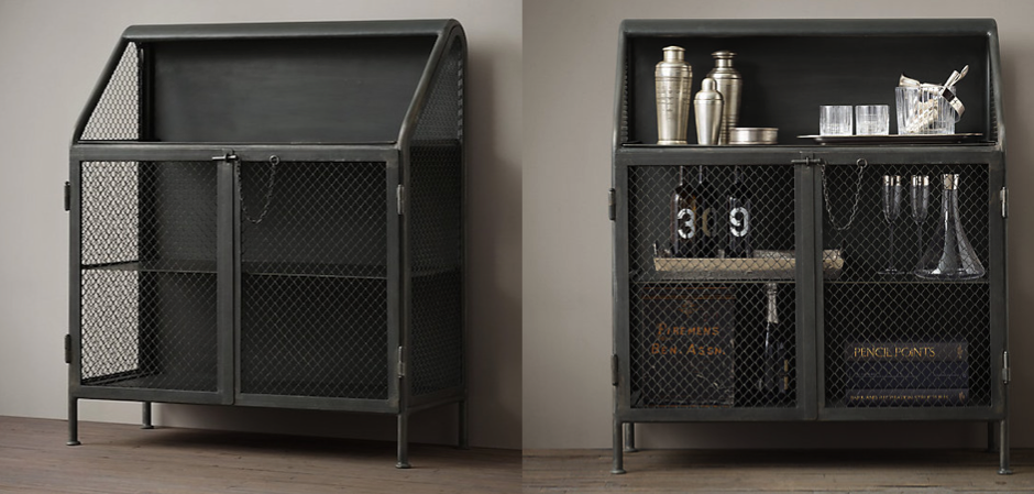 Бар металлический в стиле Лофт Vintage French Factory Bar Cart Бар металлический в стиле Лофт Vintage French Factory Bar Cart - Loft-Concept в Санкт-петербурге