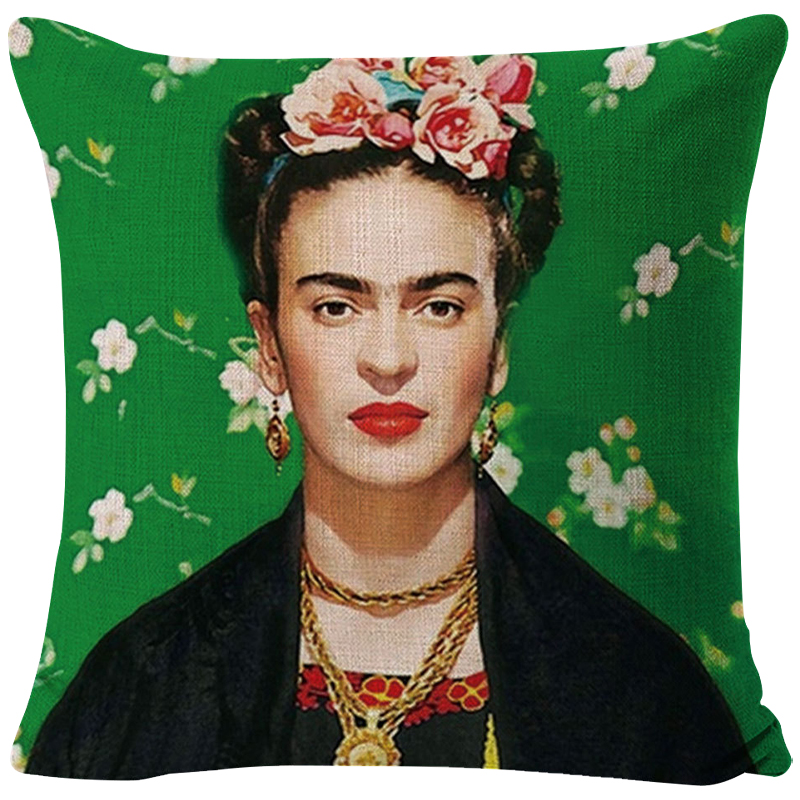 Декоративная подушка Frida Kahlo 8 Зеленый Мульти в Санкт-петербурге | Loft Concept 