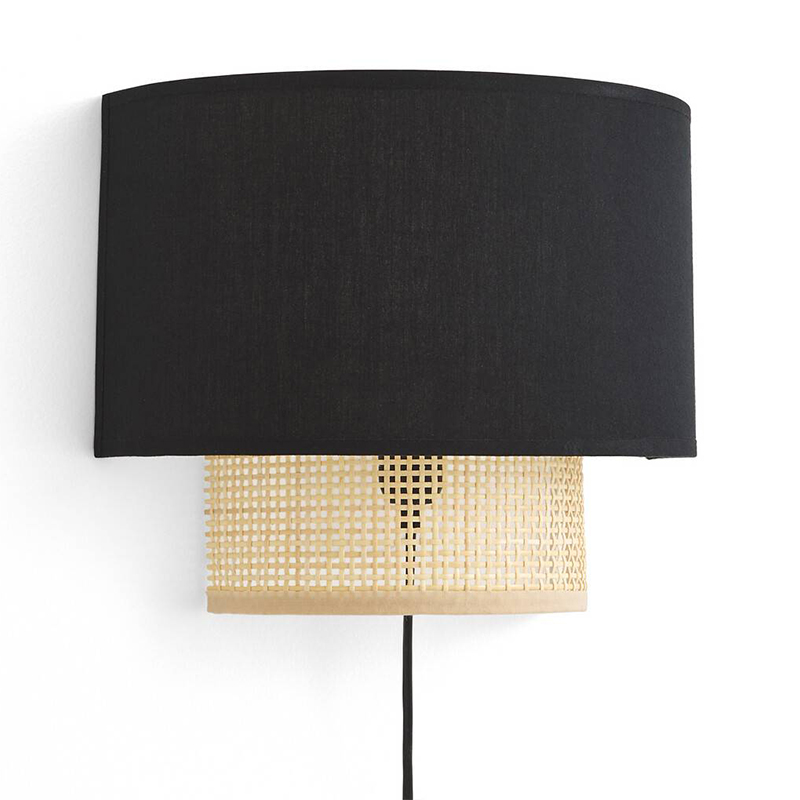 Бра Ottar Wicker Black lampshade Бежевый Черный в Санкт-петербурге | Loft Concept 